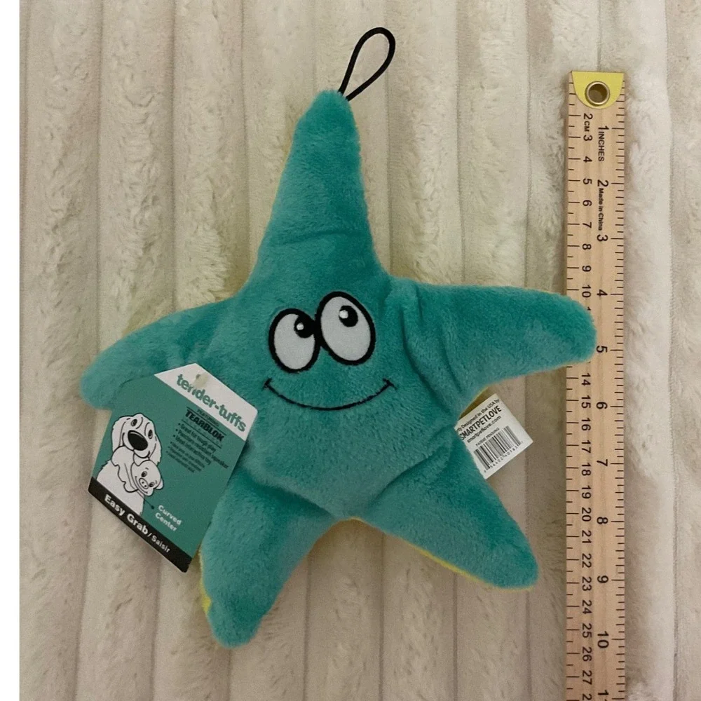 SmartPetLove‎ Tender-Tuffs Starfish Dog Toy Teal Yellow Squeaker TearBlok Medium
